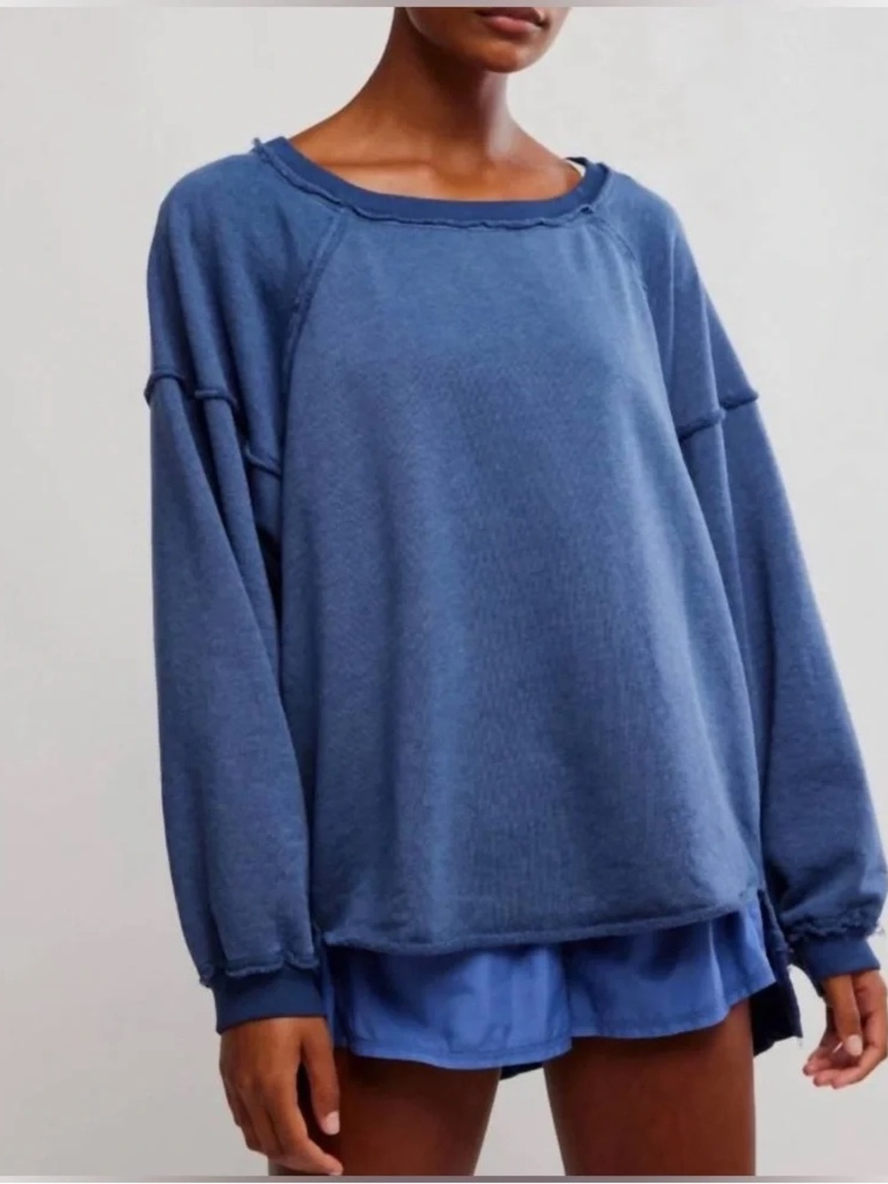 Free People FP Movement One to Beat Pullover Midnight Navy Oversized XS Sporty